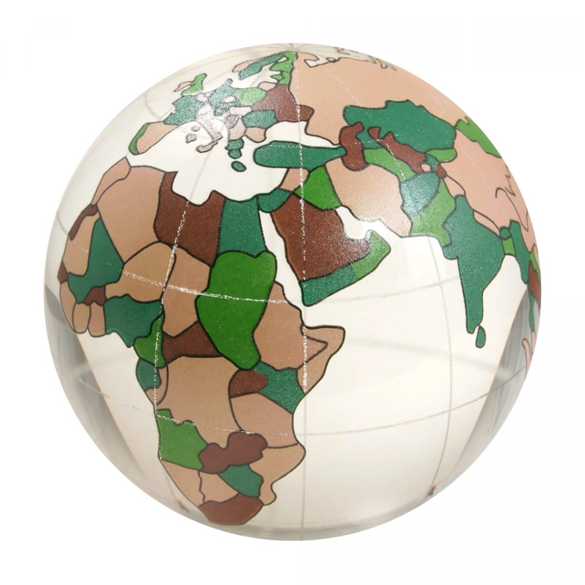 Frosted & Clear Earth Map Marble House of Marbles