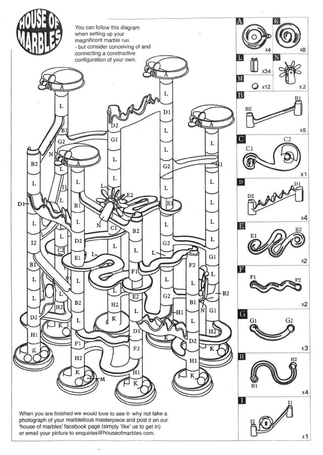 70 Piece Marble Run Instructions House of Marbles