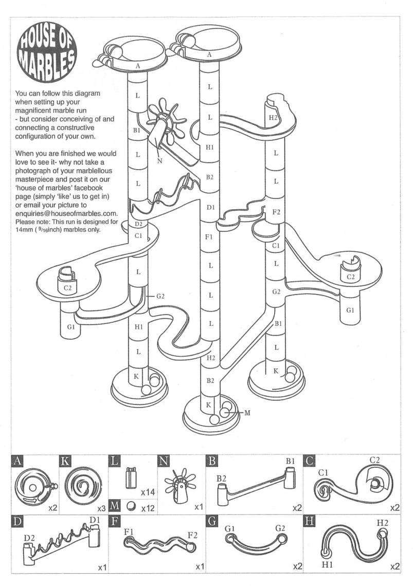 30 Piece Marble Run Instructions House of Marbles
