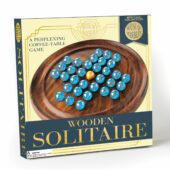 Thorness Wooden Solitaire Board Game – 22cm Diameter With 'Old Glory' Marbles, Made In UK